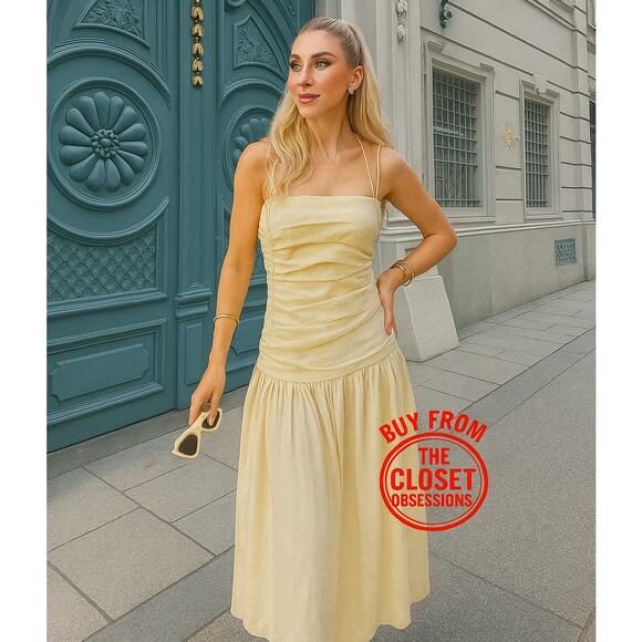 ZARA Blogger Fave Ruched Taupe Midi Dress NWT π€ - Picture 5 of 16